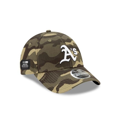 Green Oakland Athletics Hat - New Era MLB Armed Forces Weekend Stretch Snap 9FORTY Adjustable Caps USA1872564